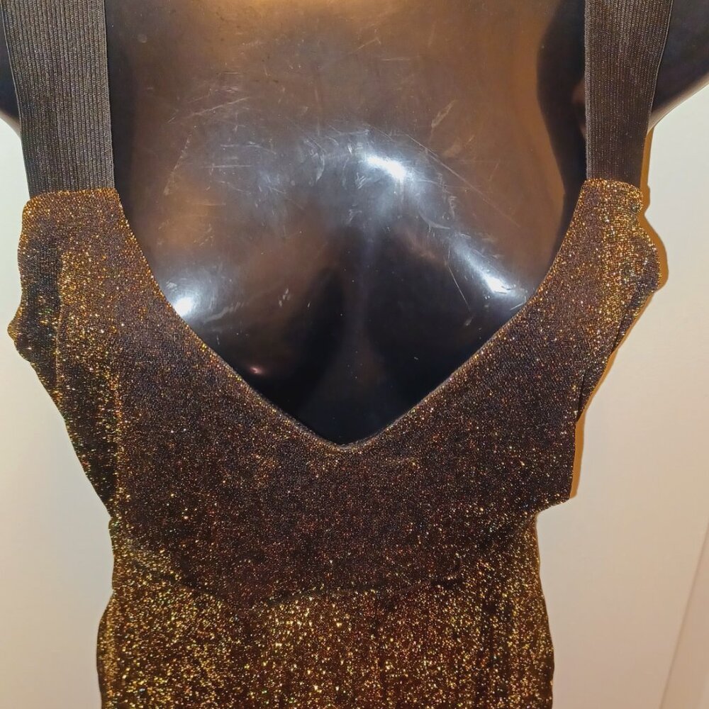 Sena, Size S, Elegant Black and Gold Glitter Dress - Picture 2 of 7